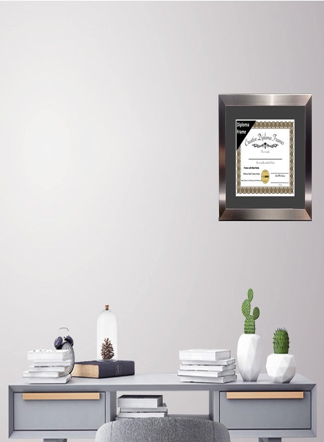 Creative Picture Frames 14x17 Carnegie Stainless Steel Finish Diploma Frame with Black Mat Glass and Installed Wall Hangers | Frame Holds 16x20 Media without Mat - Image 4