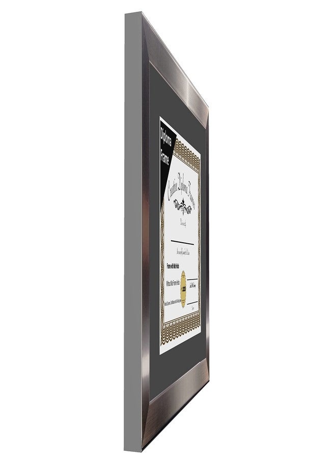 Creative Picture Frames 14x17 Carnegie Stainless Steel Finish Diploma Frame with Black Mat Glass and Installed Wall Hangers | Frame Holds 16x20 Media without Mat - Image 3
