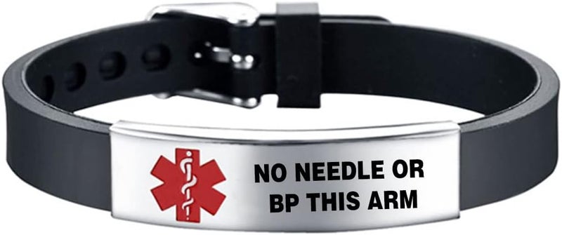 KunBead Medical Alert Bracelets for Women Adjustable Stainless Steel Silicone Emergency Awareness Medical ID Bracelet Wristband - Image 1