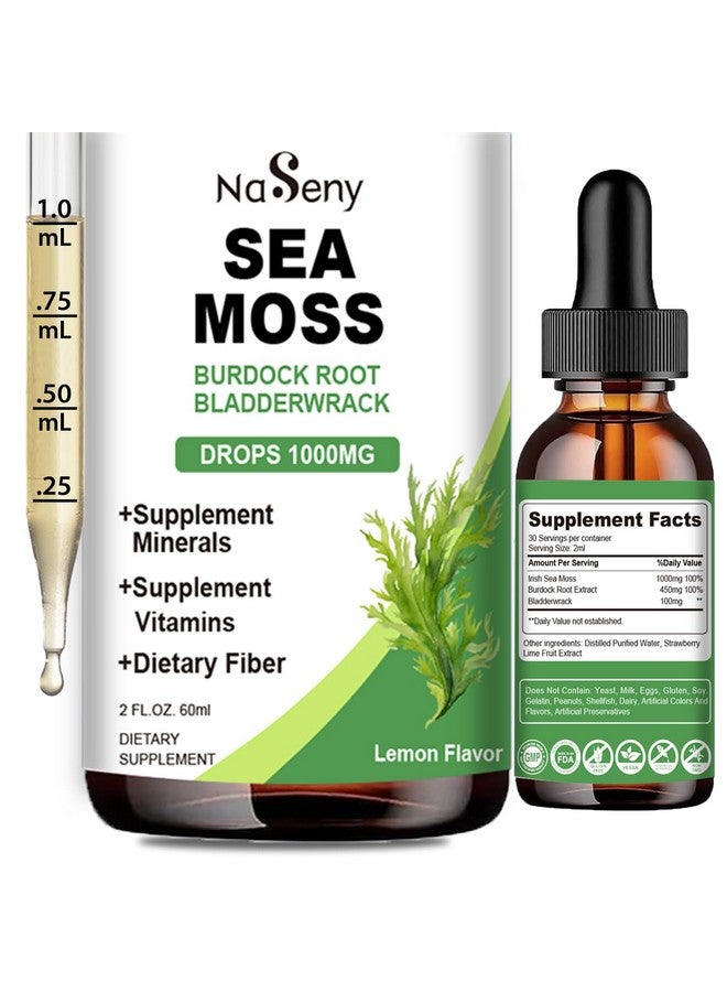 NaSeny Sea Moss Liquid Drops - High Absorption Irish 1000 mg Sea Moss Tincture Supplement Rich in Vitamin & Mineral for Immune Digestion & Energy-Lemon Flavor - Image 1