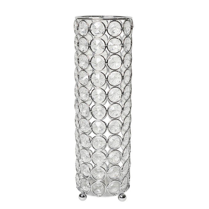 HG1011CHR ELIPSE CRYSTAL DECORATIVE FLOWER VASE CANDLE HOLDER WEDDING CENTERPIECE 1025 INCH CHROME