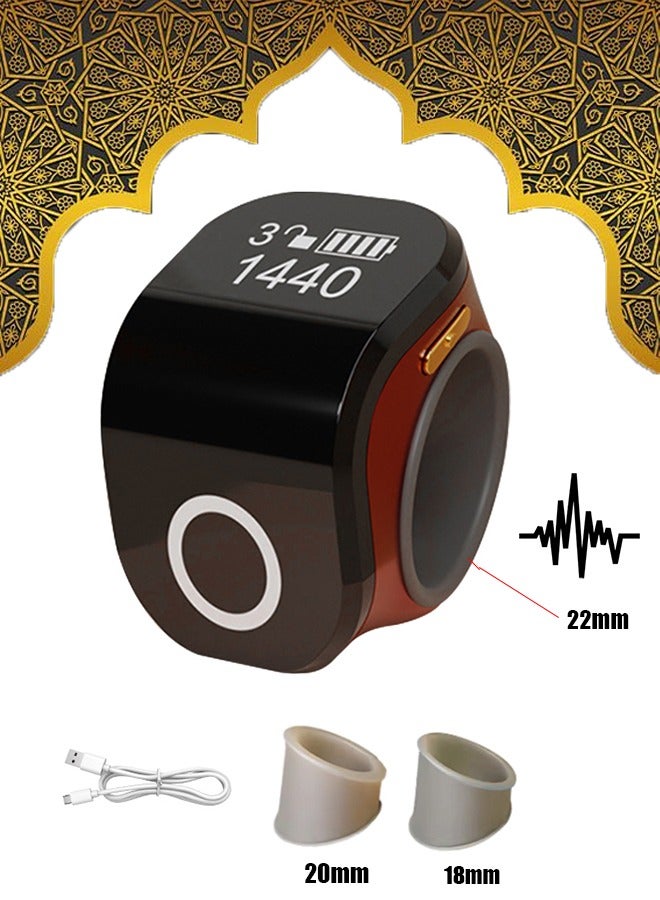 OLED Smart Zikr Rings With Vibration Reminder Tasbih Counter with 3 Replaceable Sizes（18/20/22mm ）Touch Sensitive Waterproof For Muslim Prayer Meditation - Image 1