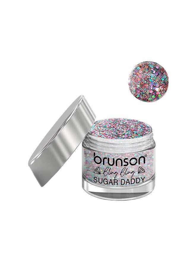 brunson Acrylic Nail Powder DIP And Buff System, Sugar Daddy Glittered 30ml BQU19