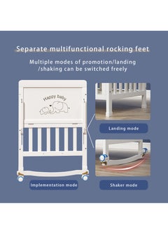 Hihonor 2 in 1 Convertible Crib (White) - Converts from Cot to Desk, Fits Standard Full Size Cot, Solid Wood Removable Bassinet for Newborns  - Image 3