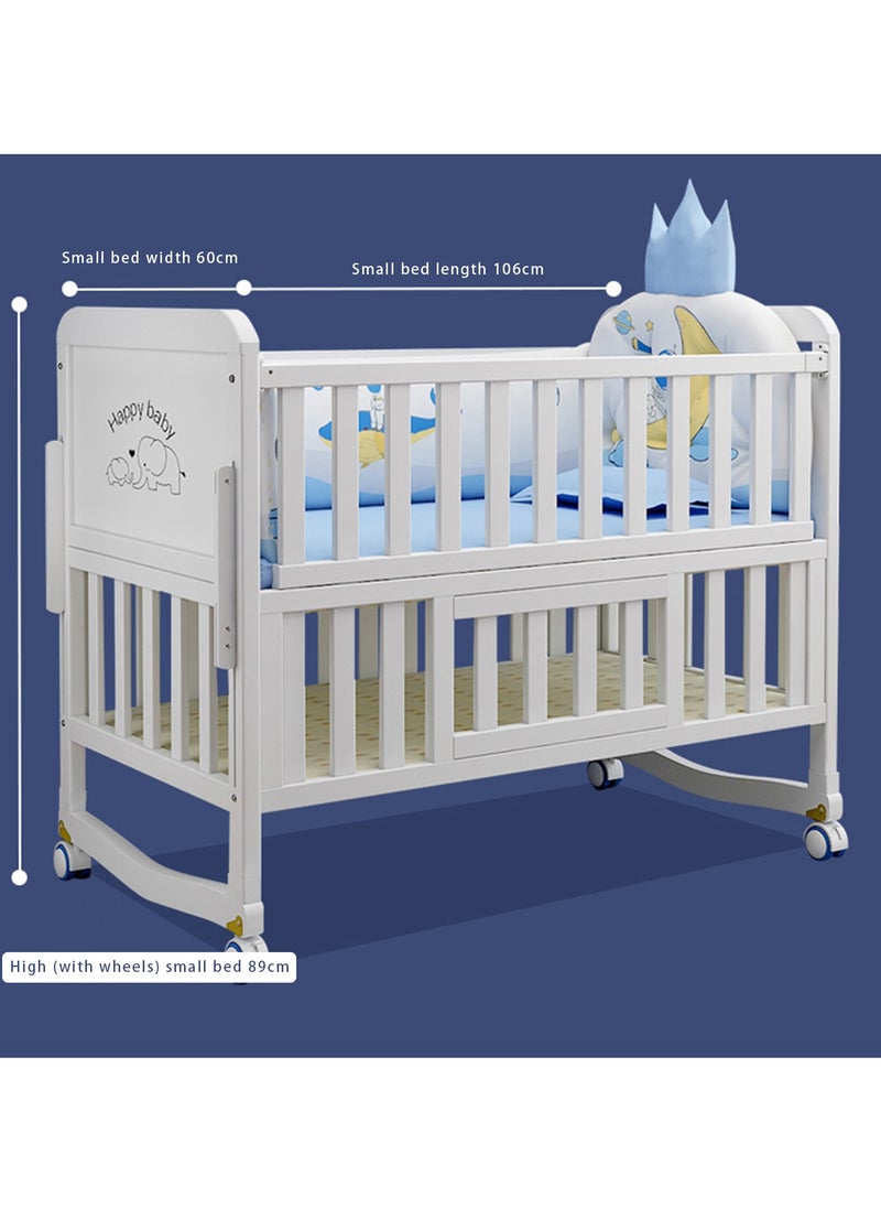 Arabest - 2 in 1 Convertible Crib (White) - Converts from Cot to Desk, Fits Standard Full Size Cot, Solid Wood Removable Bassinet for Newborns - Image 1