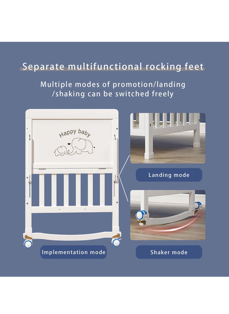Arabest - 2 in 1 Convertible Crib (White) - Converts from Cot to Desk, Fits Standard Full Size Cot, Solid Wood Removable Bassinet for Newborns - Image 1