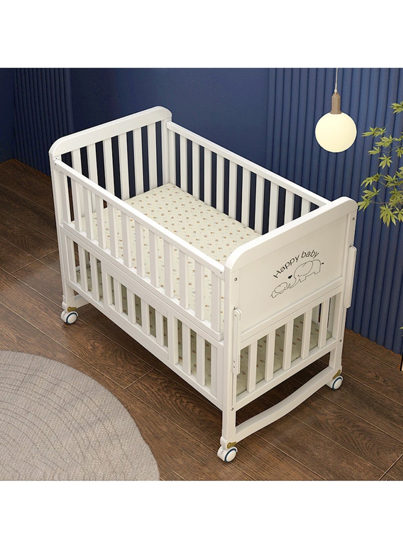 Arabest - 2 in 1 Convertible Crib (White) - Converts from Cot to Desk, Fits Standard Full Size Cot, Solid Wood Removable Bassinet for Newborns - Image 1