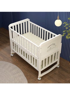 Hihonor 2 in 1 Convertible Crib (White) - Converts from Cot to Desk, Fits Standard Full Size Cot, Solid Wood Removable Bassinet for Newborns  - Image 1