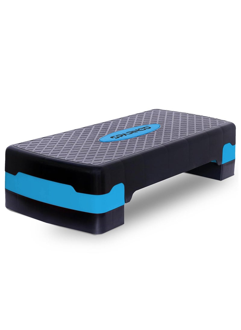 Sparnod Fitness Sparnod Fitness SAS-1000 Aerobic Gym Stepper for Exercise at Home, Adjustable Height, Anti-Skid Surface, Supports up to 225 kg, Compact & Portable, Ideal for Cardio, Strength Training & Pilates (Blue)  - Image 1