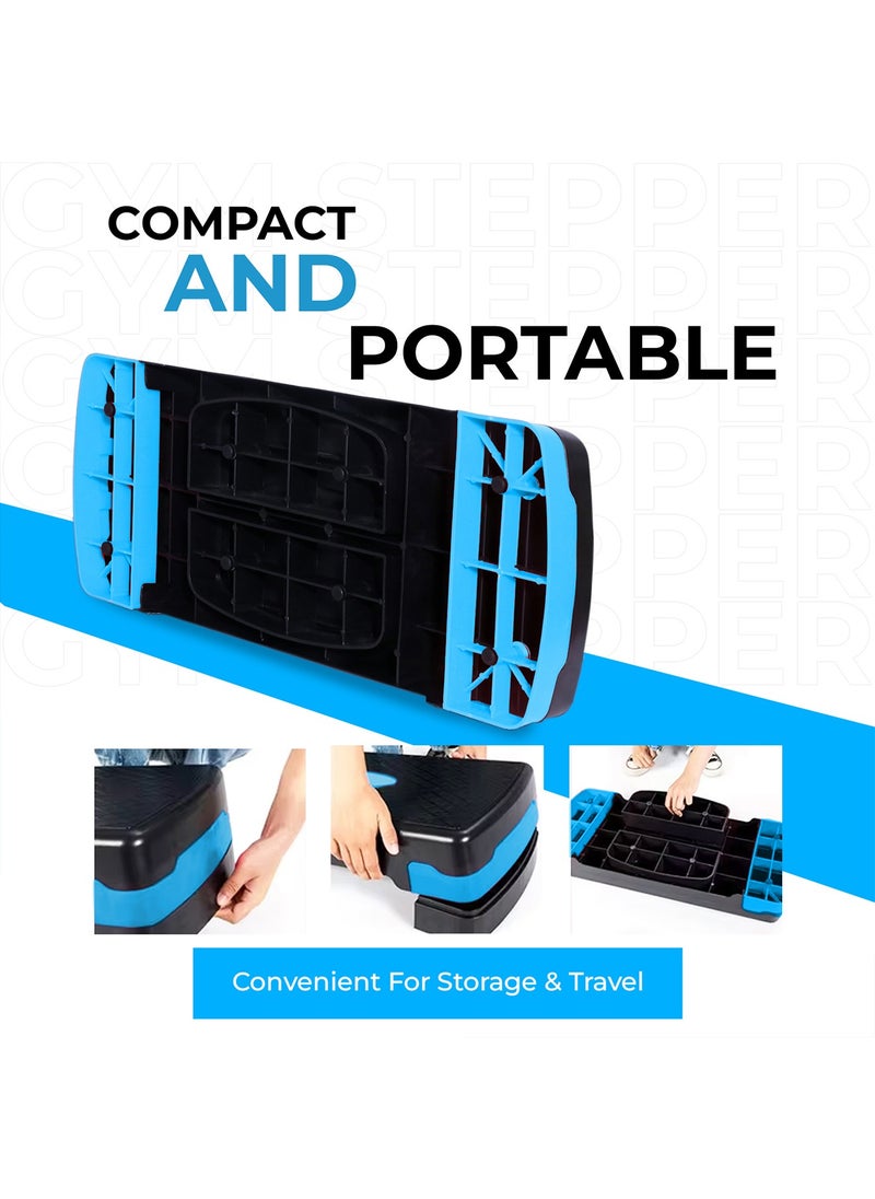 Sparnod Fitness Sparnod Fitness SAS-1000 Aerobic Gym Stepper for Exercise at Home, Adjustable Height, Anti-Skid Surface, Supports up to 225 kg, Compact & Portable, Ideal for Cardio, Strength Training & Pilates (Blue)  - Image 3