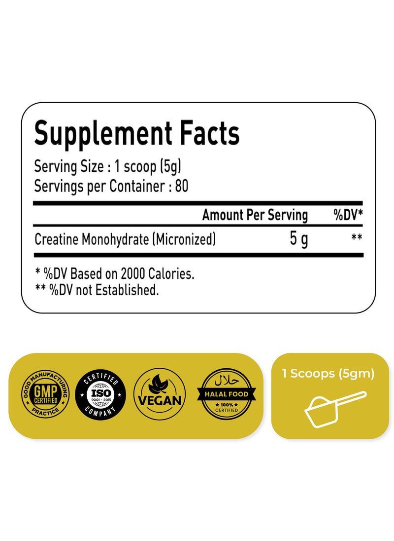Natrolina - Creatine Monohydrate Powder - Unflavored & Micronized, 400 gms - Image 1