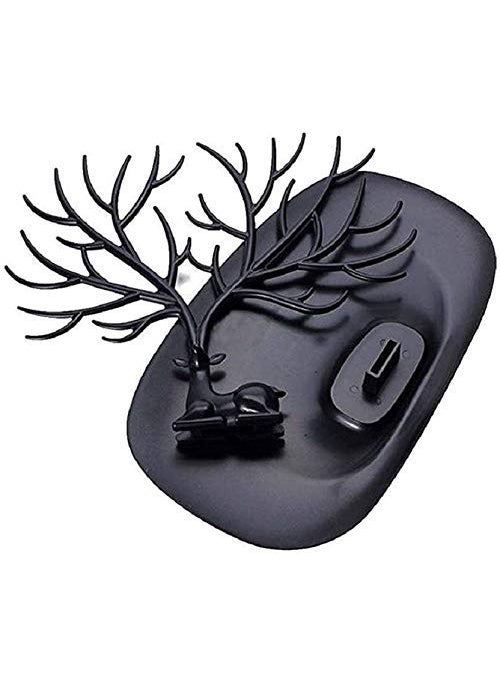svk dream SVK Dream Deer Tree Plastic Jewelry Case Earrings OrganizerHook Stand Display Holder and Organizer Black  - Image 1