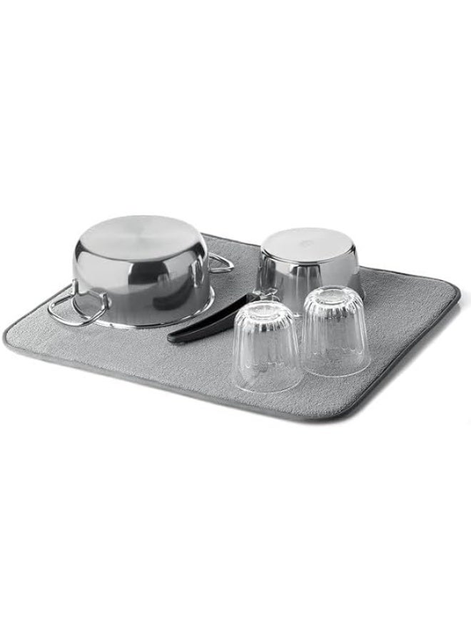 وايد وينغز وسادة تجفيف المطبخ - حصيرة تجفيف أطباق من الألياف الدقيقة مع رف للأطباق، وسادة تجفيف محمولة قابلة للطي للأطباق والأوعية والأكواب والأواني، امتصاص قوي للماء - Image 5