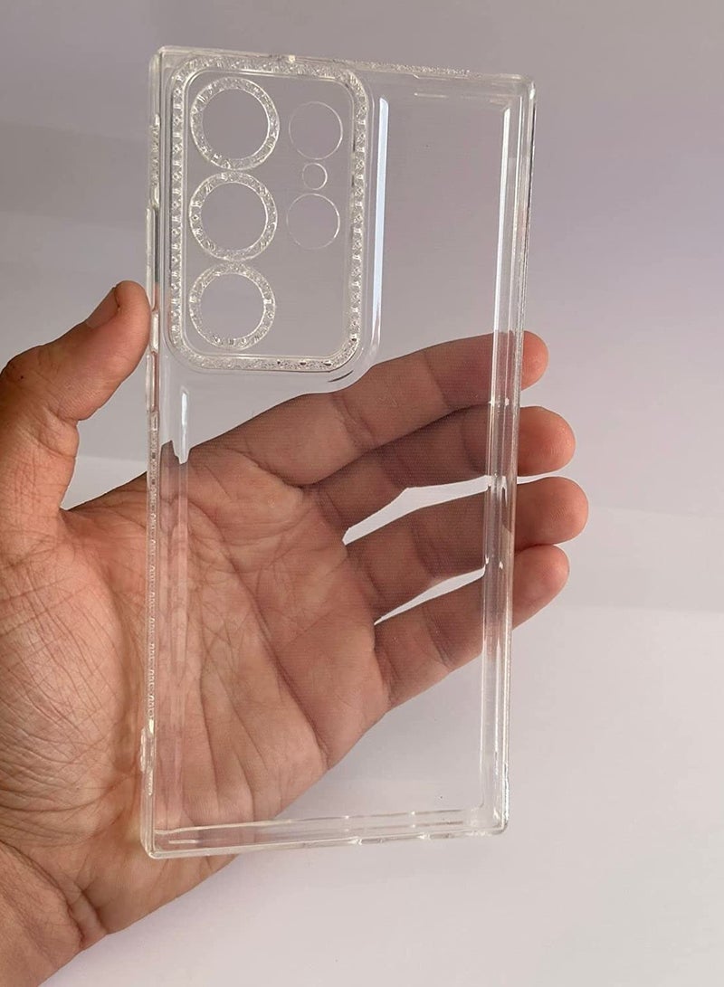 انبلاك جراب حماية خلفي شفاف للغاية يوفر حماية للكاميرا متوافق مع موبايل سامسونج جالاكسي S23 الترا دايموند - شفاف - Image 1