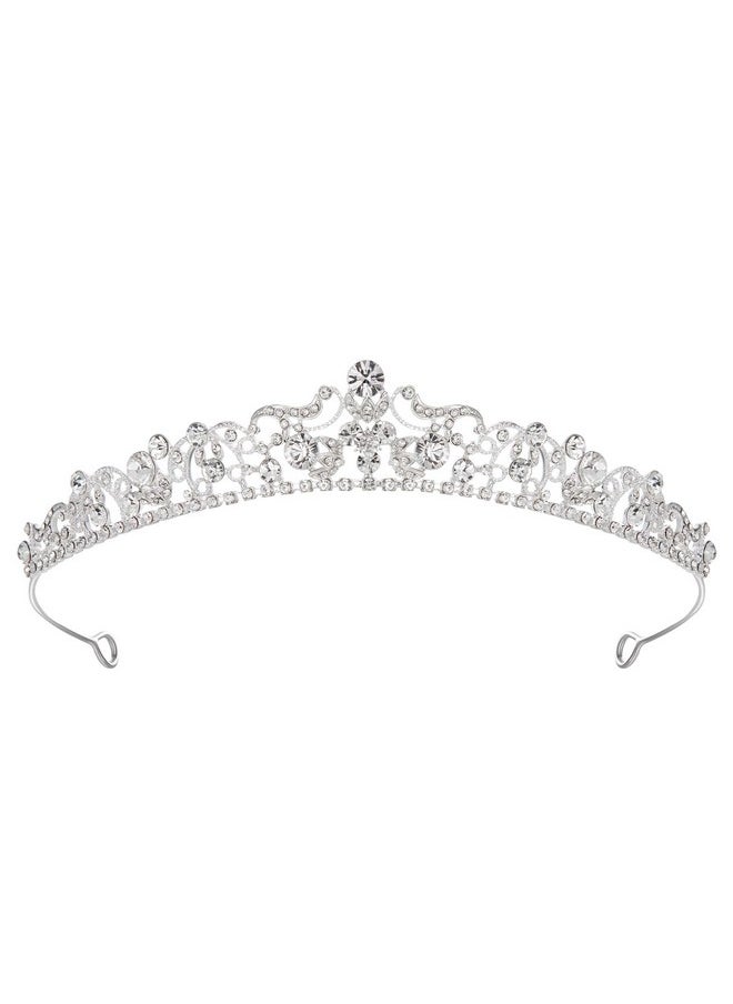 SWEETV Silver Wedding Tiaras And Crowns, Rhinestone Bridal Crown Princess Tiara Headpieces For Women And Flower Girls, Bridgerton Hair Accessories For Birthday Prom Quinceanera  - Image 1