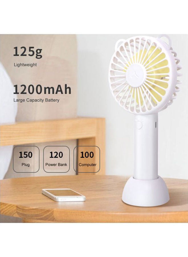 NIBEMINENT 2-In-1 Portable USB Fan With Base And Charger HQD-50 White/Yellow  - Image 2