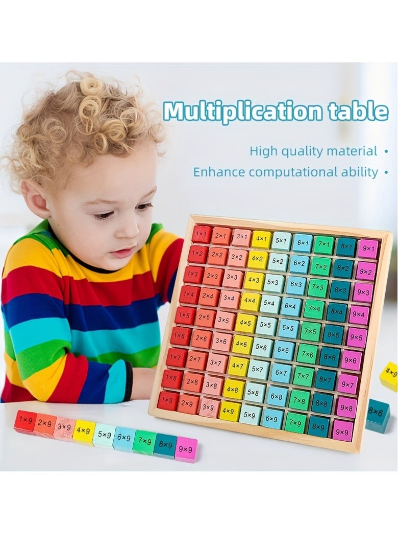 Wooden 99 Multiplication Board for Kids Ages 3-8 – Montessori Math Learning Puzzle with 100 Colorful Tiles – Double-Sided Times Table Chart 1-10 & Answers 1-100 – STEM Arithmetic Toy for Early Education, Parent-Child Play & Holiday Gifts (Christmas, Ramadan, Easter, Halloween) - Image 1