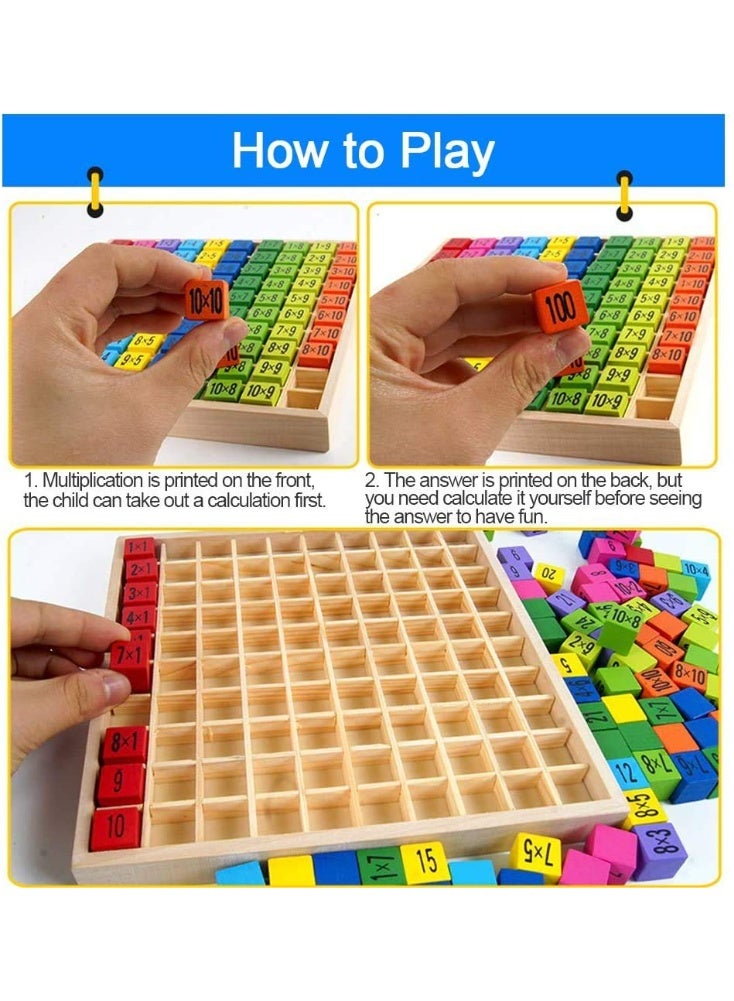 Wooden 99 Multiplication Board for Kids Ages 3-8 – Montessori Math Learning Puzzle with 100 Colorful Tiles – Double-Sided Times Table Chart 1-10 & Answers 1-100 – STEM Arithmetic Toy for Early Education, Parent-Child Play & Holiday Gifts (Christmas, Ramadan, Easter, Halloween) - Image 4