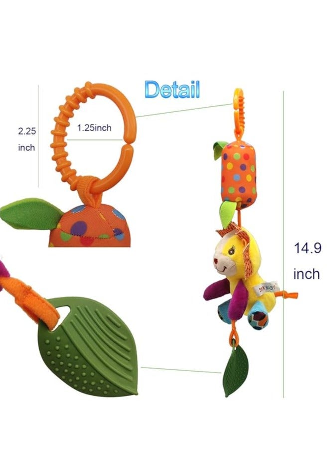 Baby Soft Hanging Rattle Crinkle Squeaky Toy Car Seat Stroller Toys with Teethers Plush Animal C-Clip Ring for Infant Babies Boys and Girls 3 6 9 to 12 Months  - Image 4