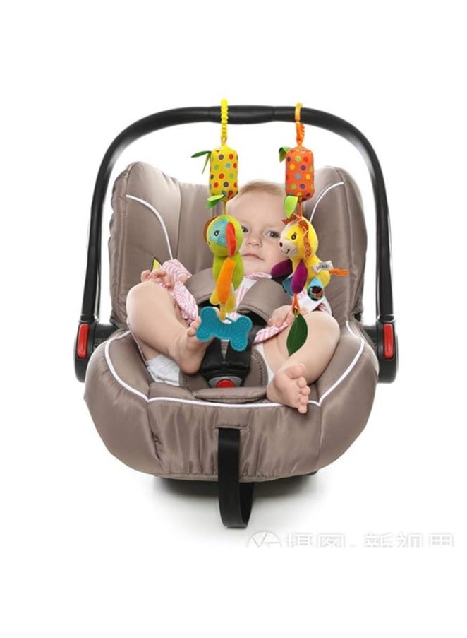 Baby Soft Hanging Rattle Crinkle Squeaky Toy Car Seat Stroller Toys with Teethers Plush Animal C-Clip Ring for Infant Babies Boys and Girls 3 6 9 to 12 Months  - Image 2