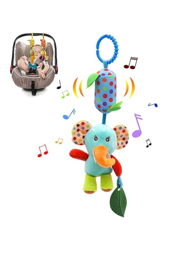 Baby Soft Hanging Rattle Crinkle Squeaky Toy Car Seat Stroller Toys with Teethers Plush Animal C-Clip Ring for Infant Babies Boys and Girls 3 6 9 to 12 Months  - Image 1