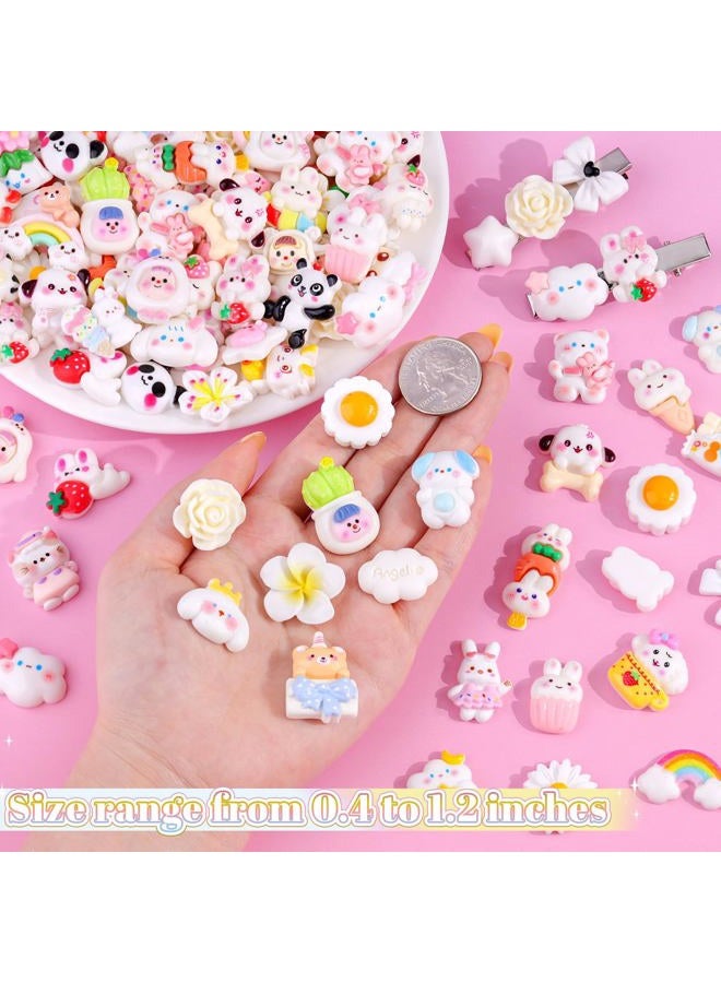 Glitzest 100Pcs White Slime Charms Assorted Cute Embellishments, Kawaii Accessories,Candy Heart Bear Bulk Flatback Resin Ornament for Phone Junk Cases,Crafting Scrapbooking & DIY Decoration - Image 2