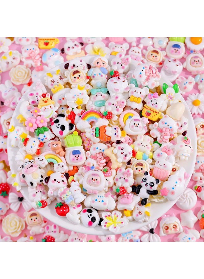 Glitzest 100Pcs White Slime Charms Assorted Cute Embellishments, Kawaii Accessories,Candy Heart Bear Bulk Flatback Resin Ornament for Phone Junk Cases,Crafting Scrapbooking & DIY Decoration - Image 4