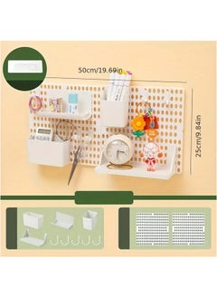 Hihonor 11pcs No-Drill Pegboard Storage Set - Wall & Desktop Organizer for Dorms, Kitchen Accessories, Spice Rack, Pot Holder - Easy Install ABS Resin Shelf with Clip-On Design, White  - Image 1