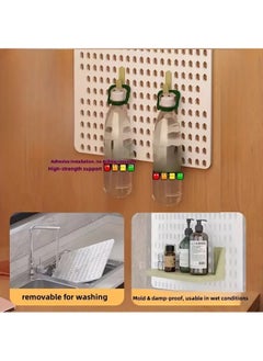 Hihonor 11pcs No-Drill Pegboard Storage Set - Wall & Desktop Organizer for Dorms, Kitchen Accessories, Spice Rack, Pot Holder - Easy Install ABS Resin Shelf with Clip-On Design, White  - Image 2