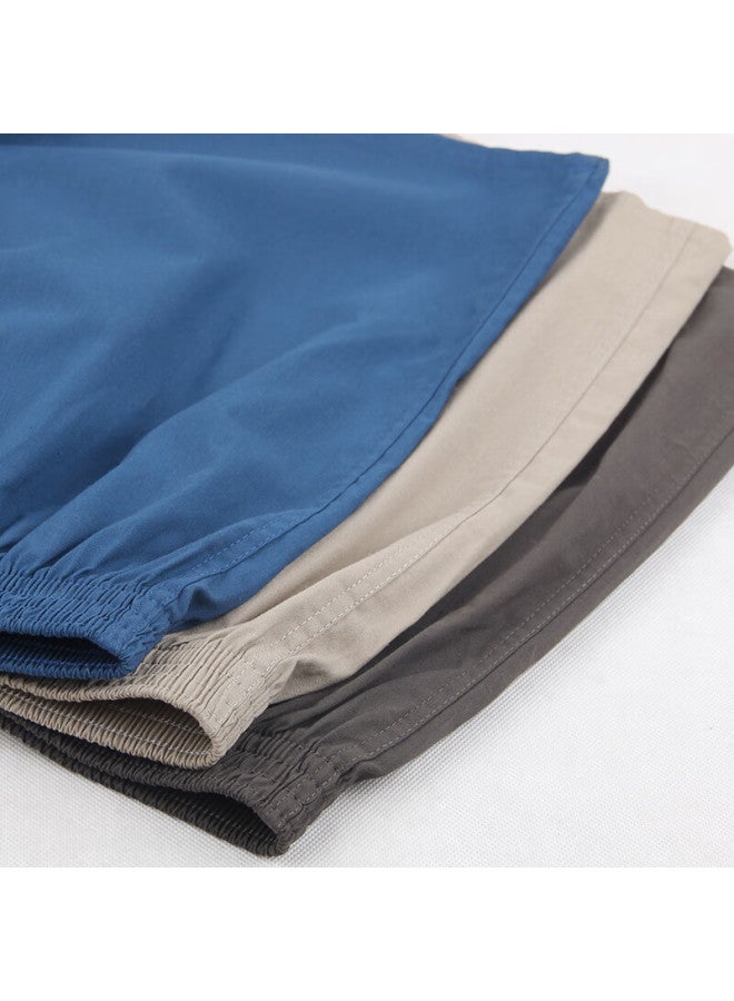 Bxman Loose Fit Men's Cotton Woven Boxer Shorts Mid-rise Solid Color Plus Size Cb79 Set XL - Image 4