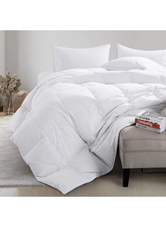 Luxury White Down Comforter – 160x200cm Single/Duvet Insert – Ultra-Soft 100% Cotton Shell, Lightweight All-Season Warmth - Image 1