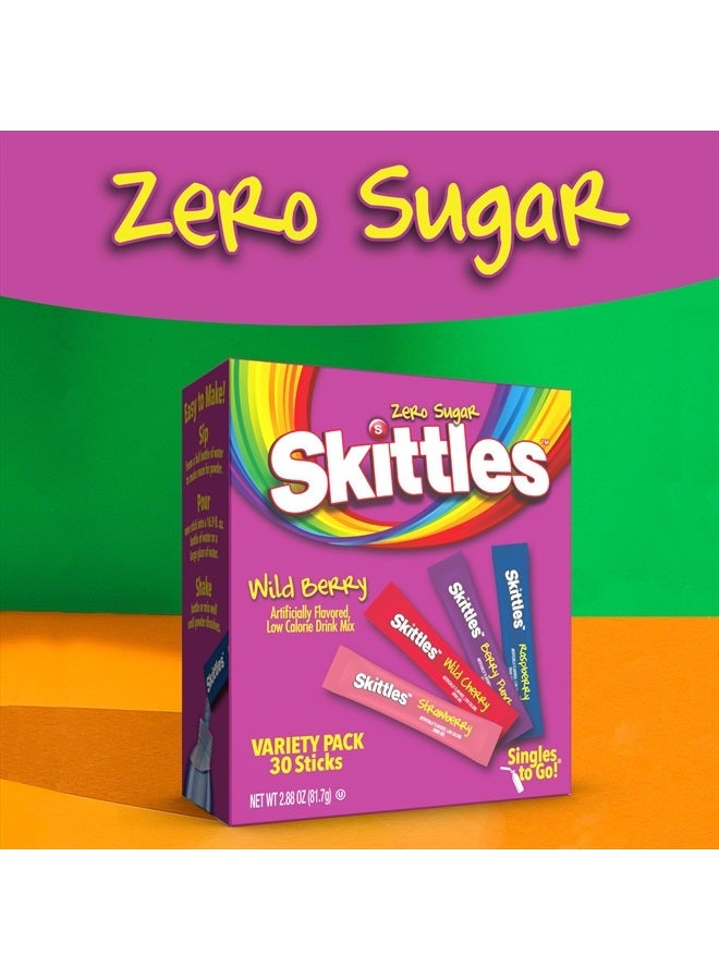 SINGLES TO GO! Skittles Singles To Go Wild Berry Variety Pack, Watertok Powdered Drink Mix, Zero Sugar, Low Calorie, Includes 4 Wild Berry Flavors, 1 Box (30 Single Servings) - Image 4