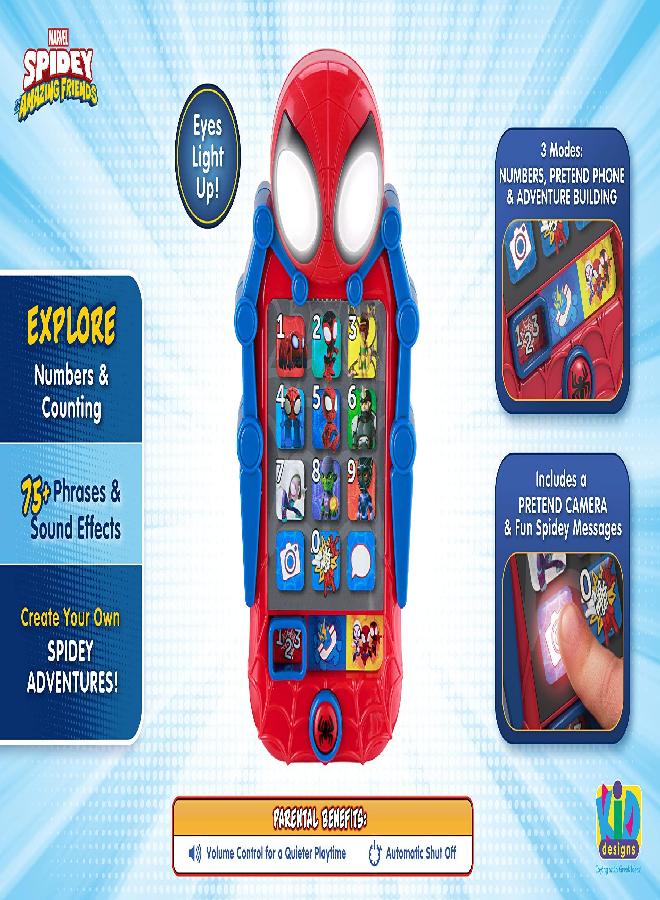 eKids Spidey and His Amazing Friends Toy Phone, Toddler Toys with Built-in Preschool Learning Games, Educational Toys for Toddler Activities and Pretend Play, for Fans of Spiderman Toys and Gifts - Image 3