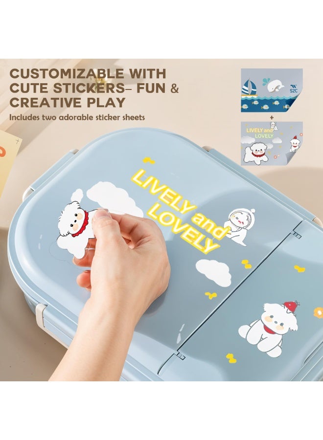 S2C LittleZen Kids Bento Lunch Box – Leak-Proof Compartmented Stainless Steel Lunch Box with Spoon | Microwavable BPA-Free Tray & Anti-Slip Base - Image 3