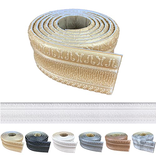 YLL YLL Crown Molding Peel and Stick 3D Wall Edging Foam Baseboard Flexible Moulding Trim Self Adhesive Wallpaper Border Mirror Border Wall Lines (Gold 1PCS-89) - Image 1