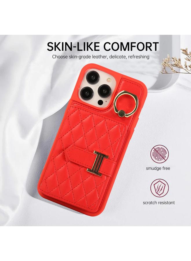 S-TOP Case For iPhone 13 Pro Max Horizontal Card Bag Ring Holder Phone Case with Dual Lanyard - Image 3