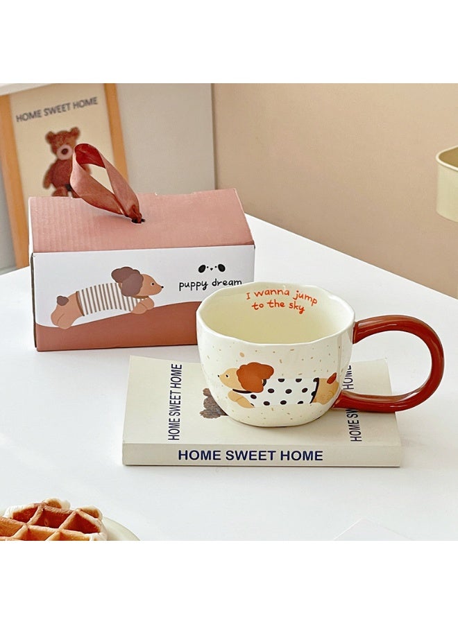 Brinaoki 300ml capacity cute dog ceramic mug, InS-style coffee cup, InS-style coffee cup, home or office breakfast milk cup tea cup, exquisite and cute gift box for children (1pcs)  - Image 5