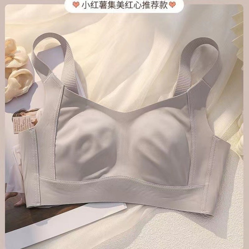 Liquid Foundation Seamless Large Size Underwear For Women With Big Breasts Showing Smaller Breasts, Supporting Secondary Breasts, Anti-Sagging Thin Summer Bra - Image 1