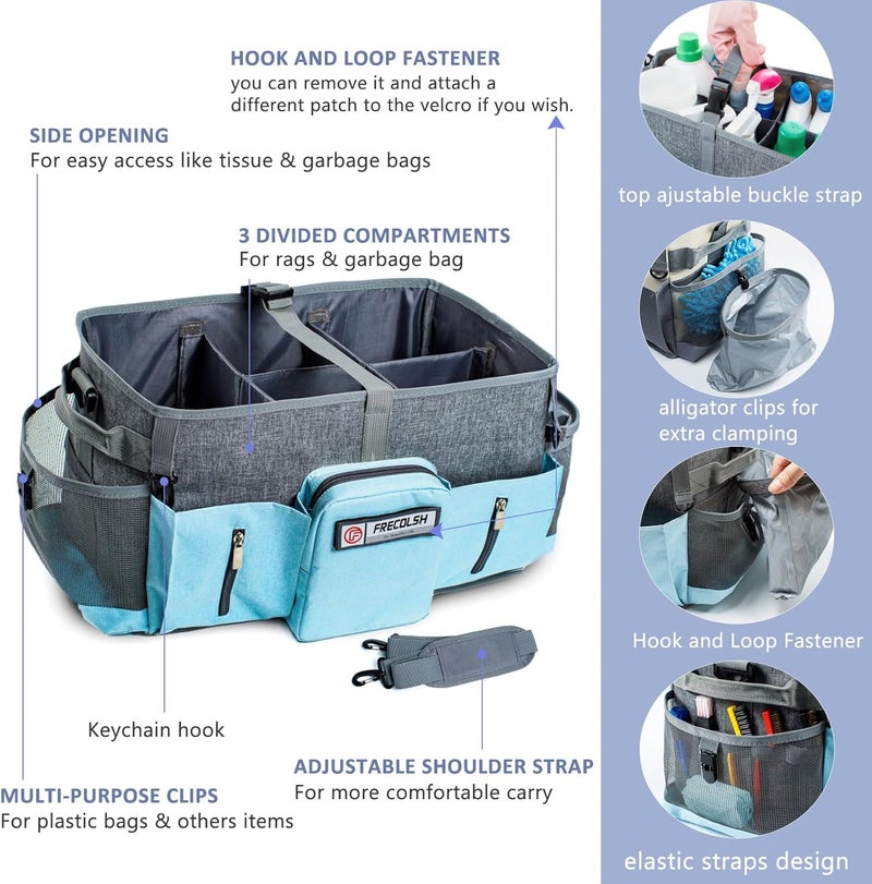 FRECOLSH Large Cleaning Supplies Organizer-Cleaning Caddy Organizer With Handles & Shoulder Strap-Cleaning Bags for Cleaning Suppliers-Housekeepers Wearable Cleaning Tote Upgraded - Image 3