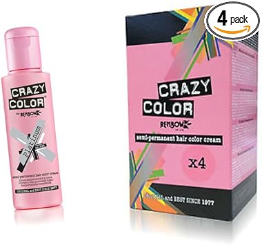 Crazy Colour Semi Permanent Hair Dye By Renbow Platinum No28100ml Box of 4