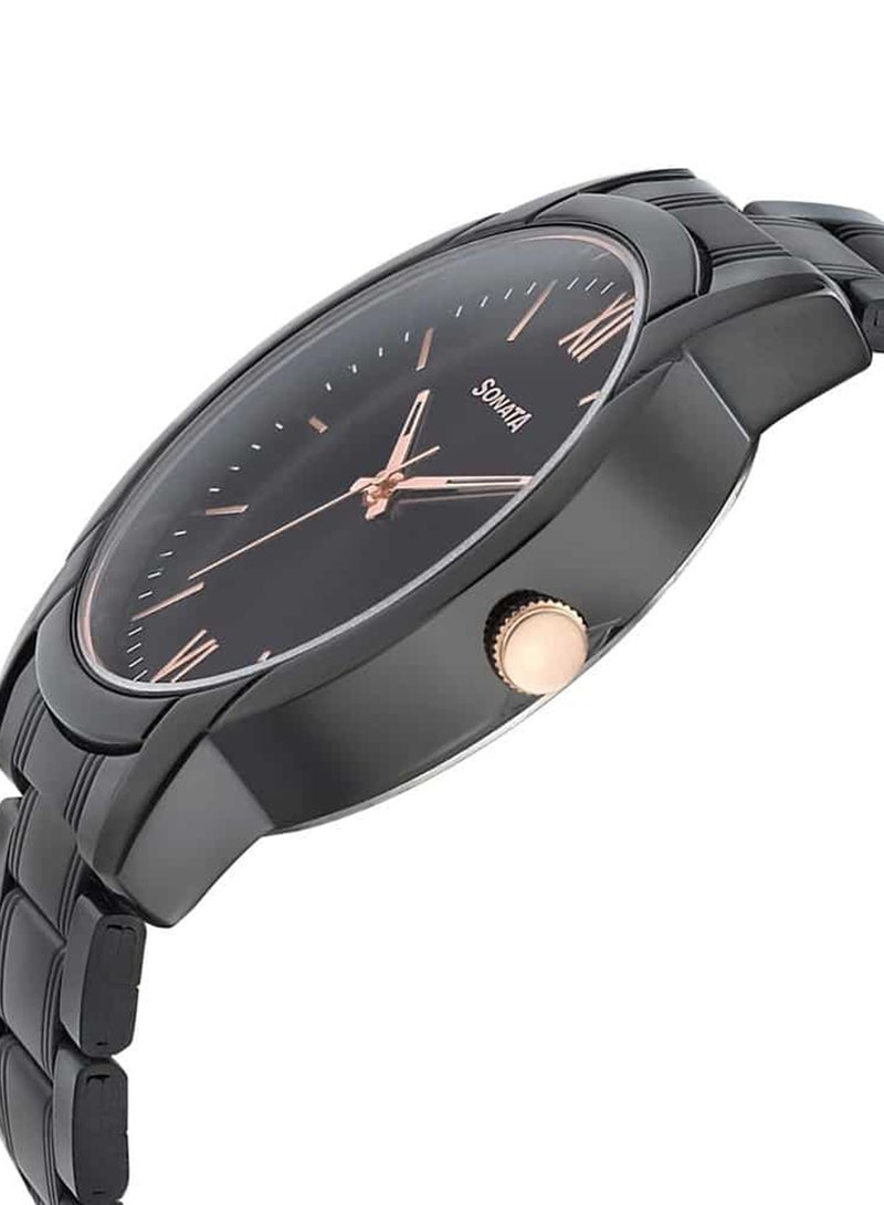 سوناتا ساعة يد رجالية معدنية دائرية بعقارب - Image 3