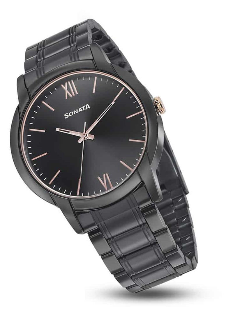 سوناتا ساعة يد رجالية معدنية دائرية بعقارب - Image 5