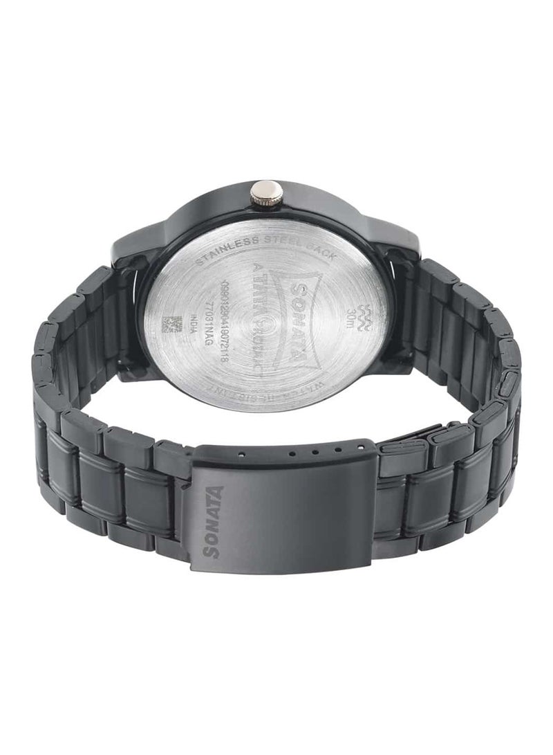 سوناتا ساعة يد رجالية معدنية دائرية بعقارب - Image 4