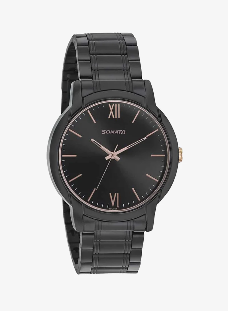 Sonata Men's Analog Round Shape Metal Wrist Watch 77031KM03 - 47.6 Mm