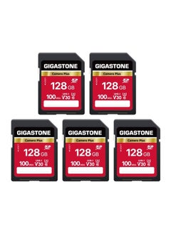 128GB 5-Pack SD Card, Camera Plus, V30 U3 SDXC Memory Card High Speed UHD Video Compatible with Canon Nikon Sony Panasonic Digital Camera, with 5 Mini case