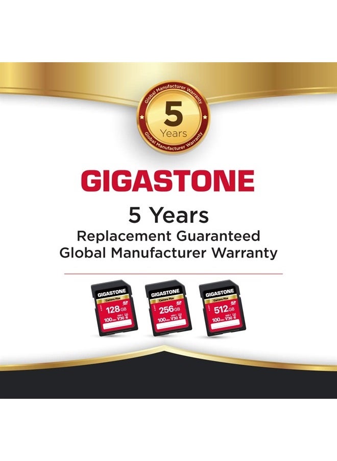 Gigastone - 128GB 5-Pack SD Card, Camera Plus, V30 U3 SDXC Memory Card High Speed UHD Video Compatible with Canon Nikon Sony Panasonic Digital Camera, with 5 Mini case - Image 1
