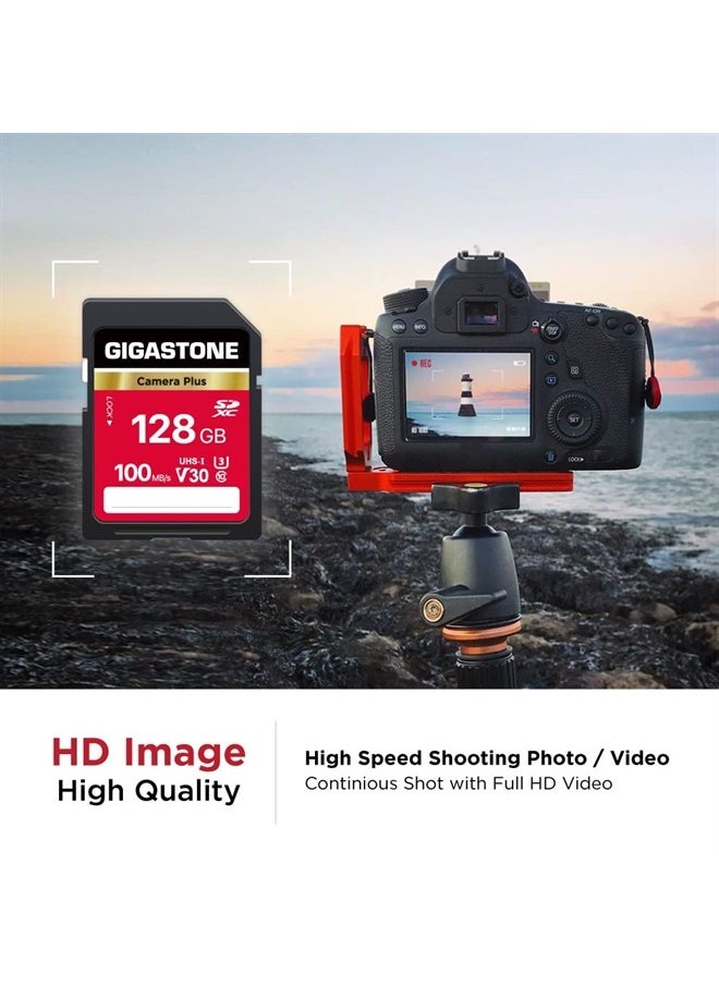 Gigastone - 128GB 5-Pack SD Card, Camera Plus, V30 U3 SDXC Memory Card High Speed UHD Video Compatible with Canon Nikon Sony Panasonic Digital Camera, with 5 Mini case - Image 1