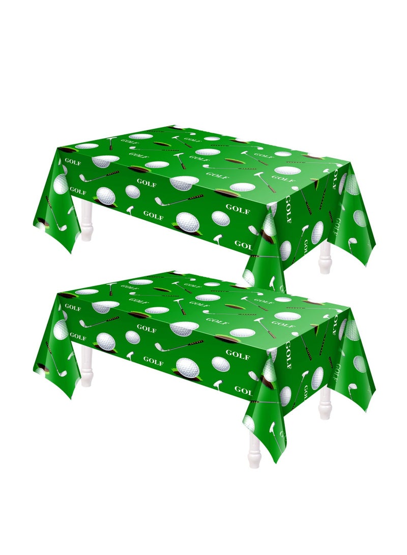Excefore Golf Tablecloth, Golf Party Decorations, Golf Themed Party Supplies Rectangle Plastic Disposable Golf Table Cover Golf Decorations for Birthday Party Picnic Sport Events, 86 x 51 Inch (2 Piece) - Image 1