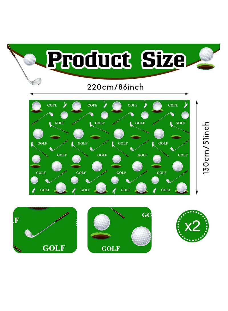 Excefore Golf Tablecloth, Golf Party Decorations, Golf Themed Party Supplies Rectangle Plastic Disposable Golf Table Cover Golf Decorations for Birthday Party Picnic Sport Events, 86 x 51 Inch (2 Piece) - Image 2