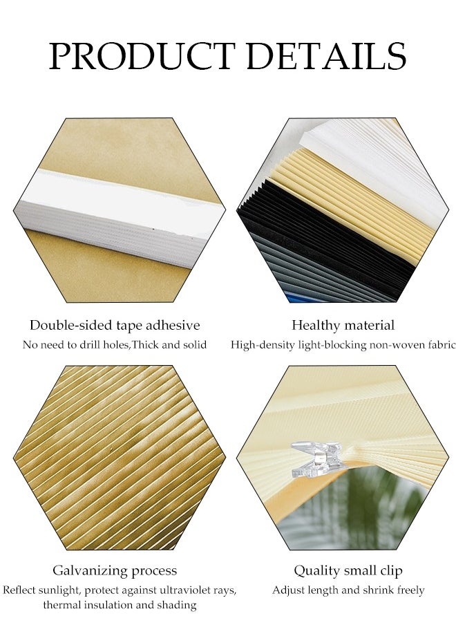 DUNISO 2 Pieces of Pleated Window Shades，Cordless Blackout Pleated Fabric Shade，Self Adhesive Heat Insulation Window Shades Curtains，Can Be Cleaned and Trimmed，Easy to Install，for Bedroom, Bathroom, Living Room，Balcony, Restaurant(120*150CM)  - Image 3